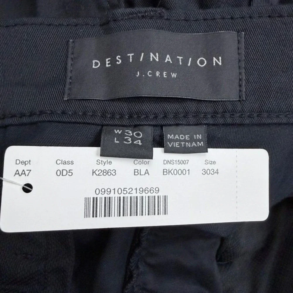NWT J. Crew Men's Destination Traveler Jean 484 Slim Black Pants 30x34
